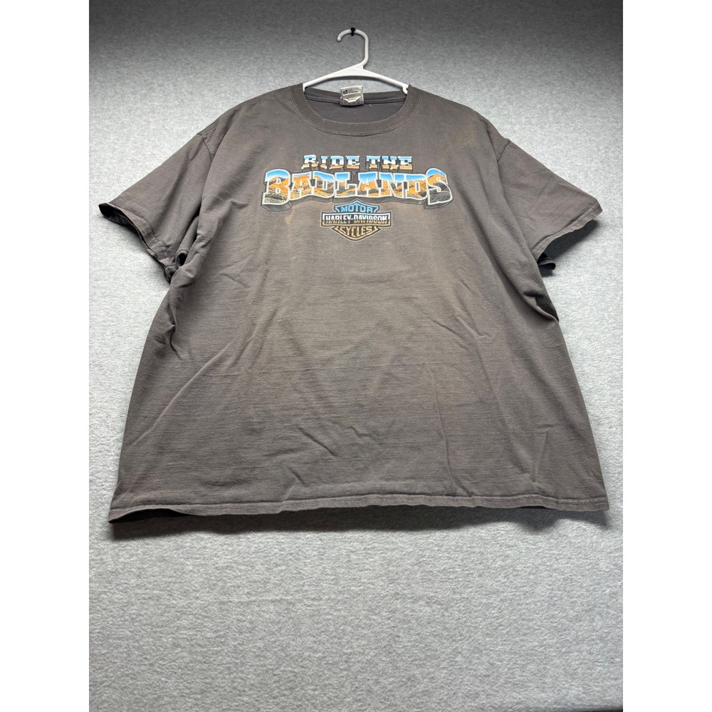 Harley-Davidson Badlands South Dakota Biker T-Shirt XL Faded Black 2012 Vintage